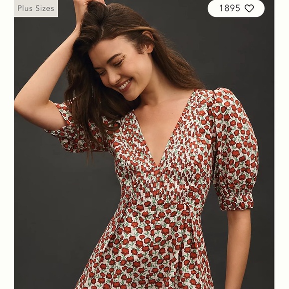 Maeve Floral Puff Sleeve Romper - Red and White - Picture 7 of 12